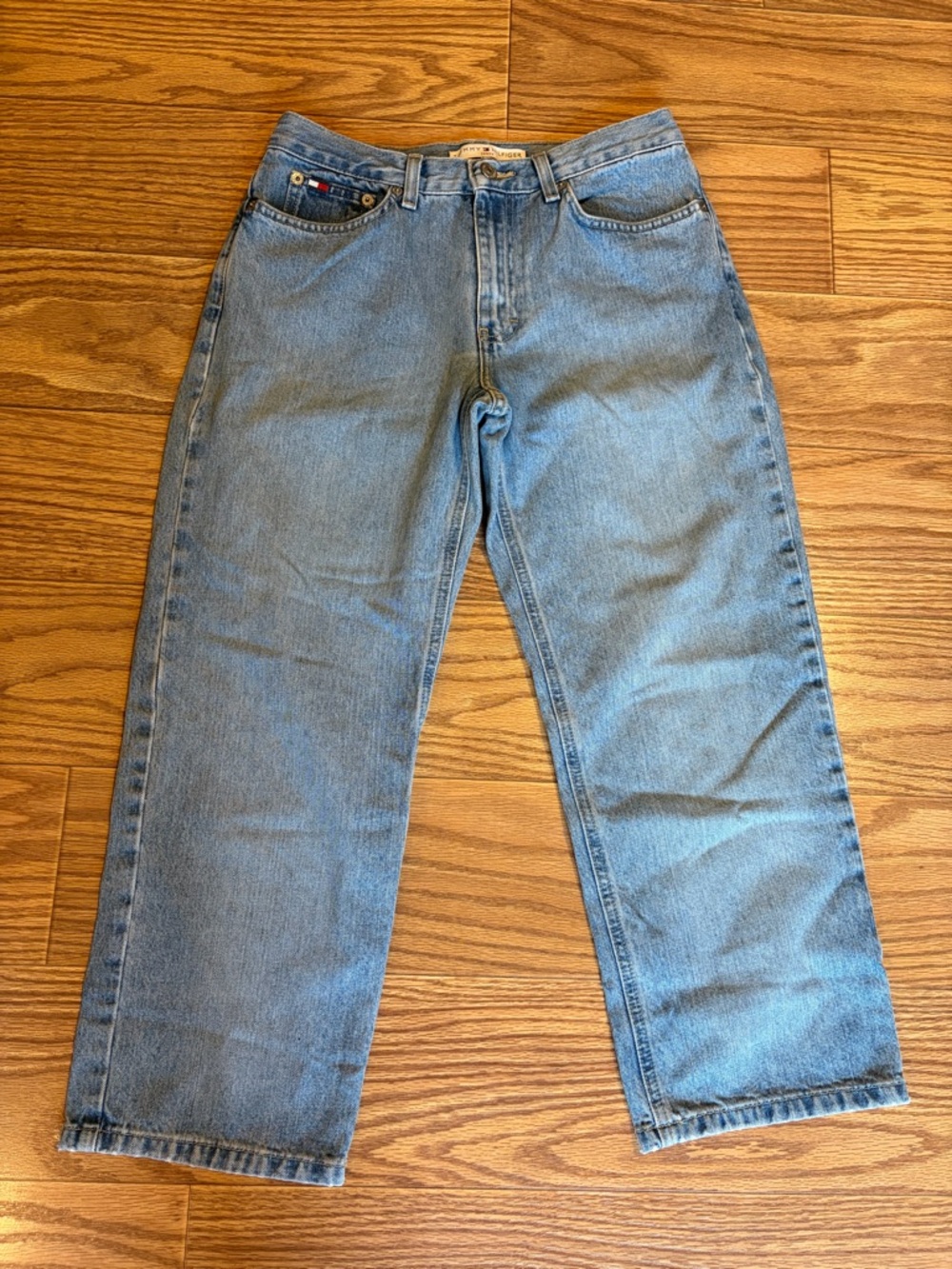 Vintage Y2K Tommy Hilfiger Cropped Boyfriend Blue Denim Jeans Size 6